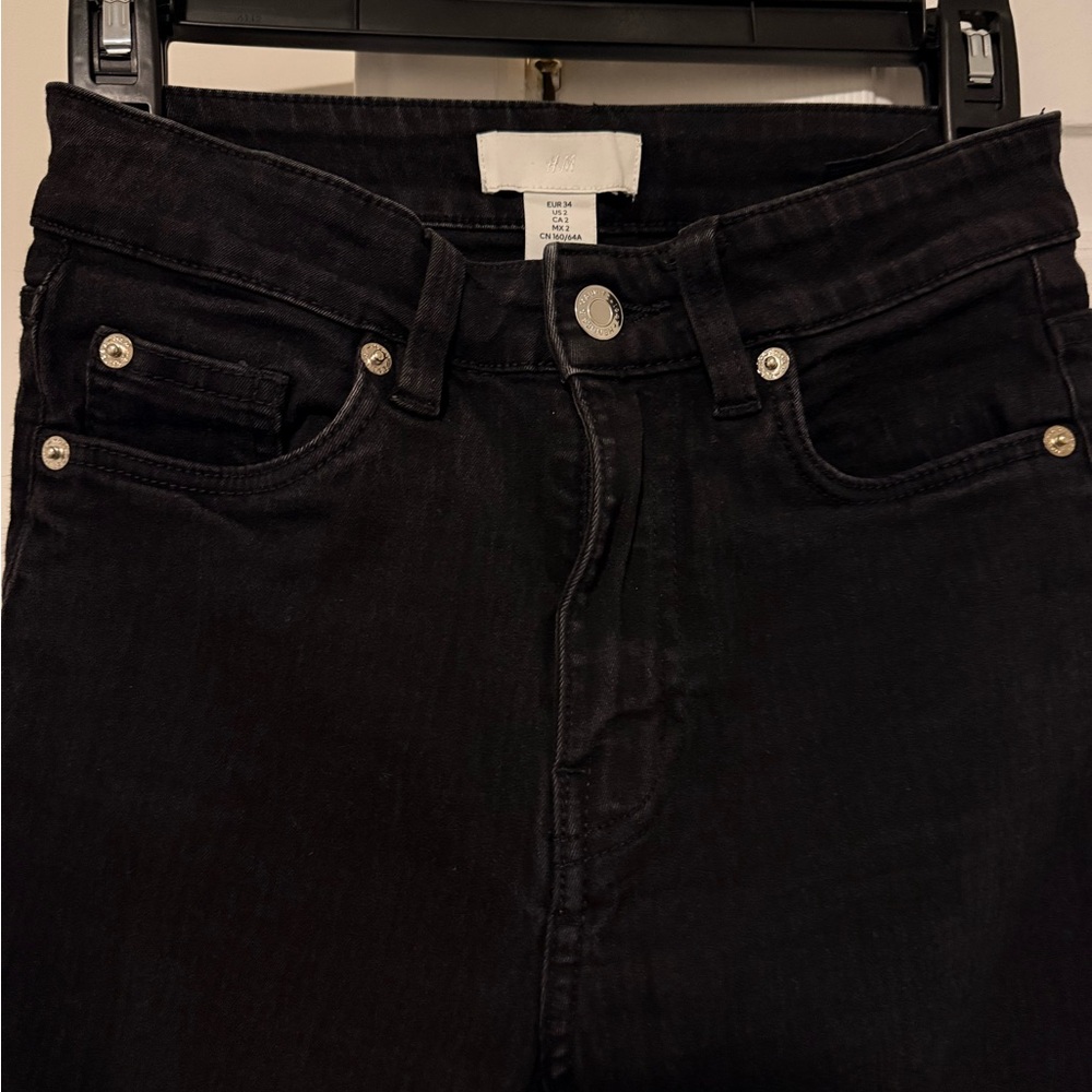 H&M High Rise Skinny Jeans Size 2 (US 2 / EUR 34) Black Stretch Denim